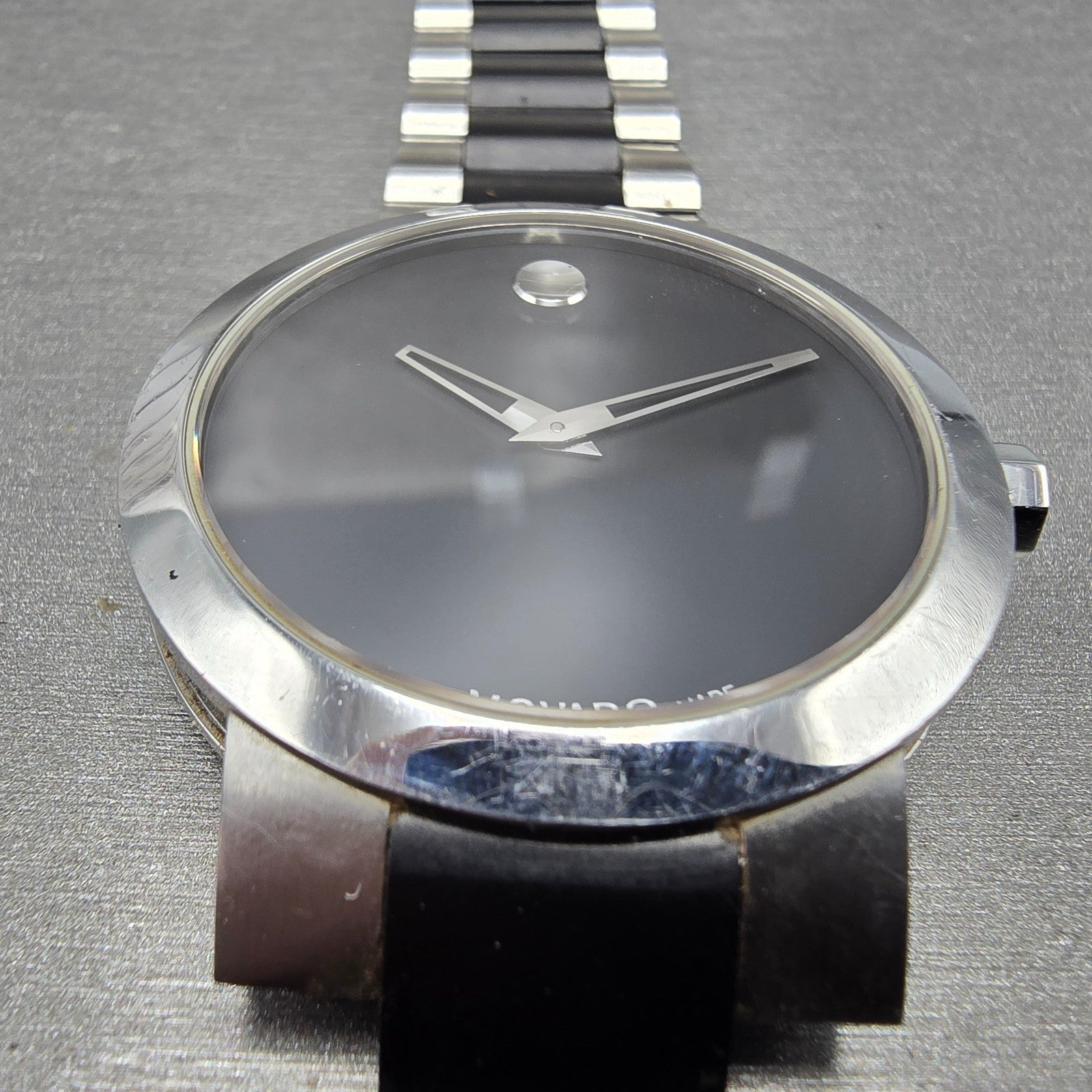 Movado Verto Watch Men 40mm black Dial Silver Tone 19 1 14 1089 New Battery2