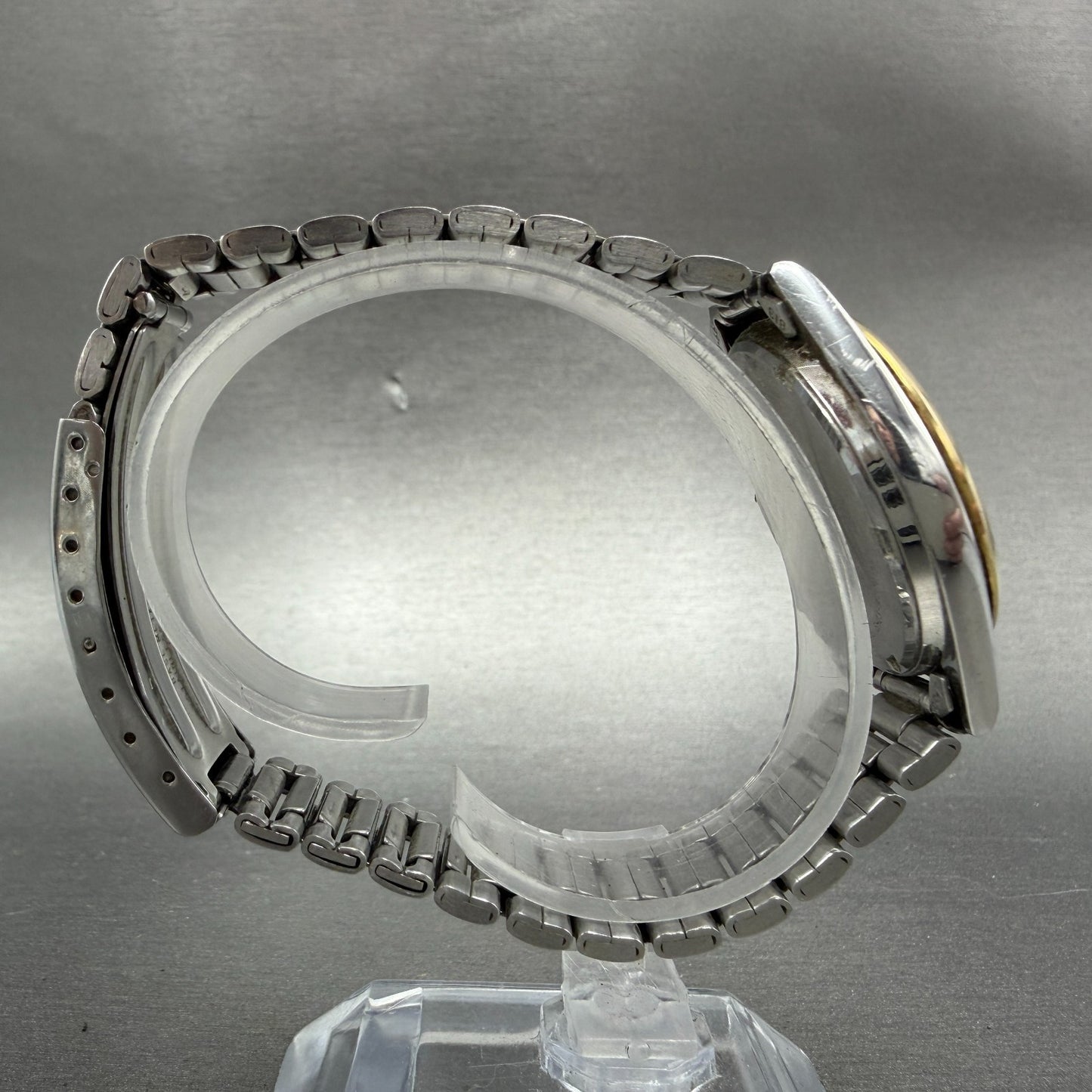 Seiko SQ Watch Men 34mm Silver Dial Two Tone Daydate 5H23-8a09 PARTS Vintage9