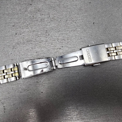 Seiko Bracelet 18mm Stainless Steel Two Tone Tri Folding Clasp VTG Japan 4A4K2C117