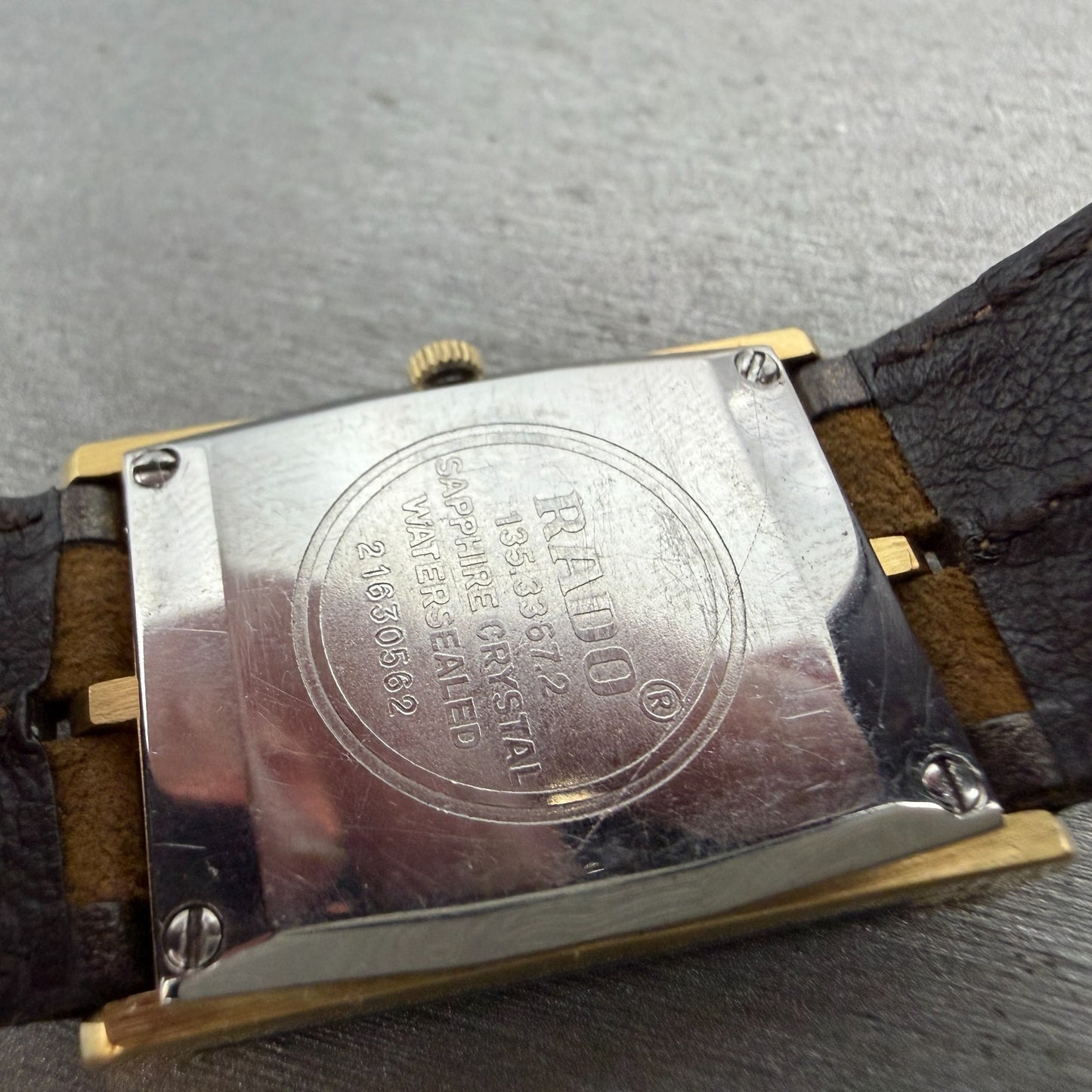 Rado Florence Tank Watch Women 22mm Gold Dial Gold Tone Rectangle New Battery8