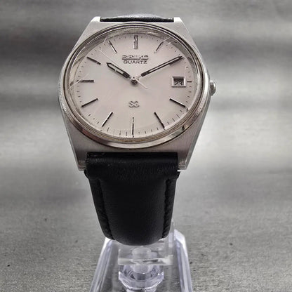 Seiko SQ Watch Men 34mm Silver Dial Silver Tone Date Round 5H22-7A09 New Battery5