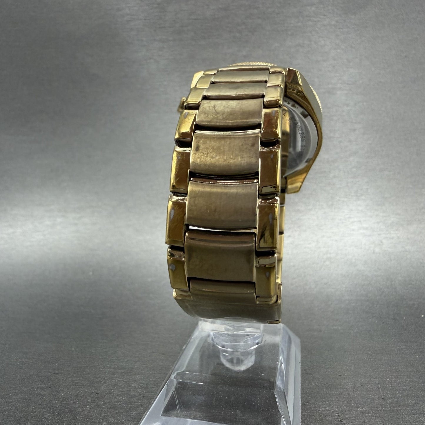 Fossil Chronograph Watch Women 40mm Champagne Dial Gold Tone Date Round New Batt7