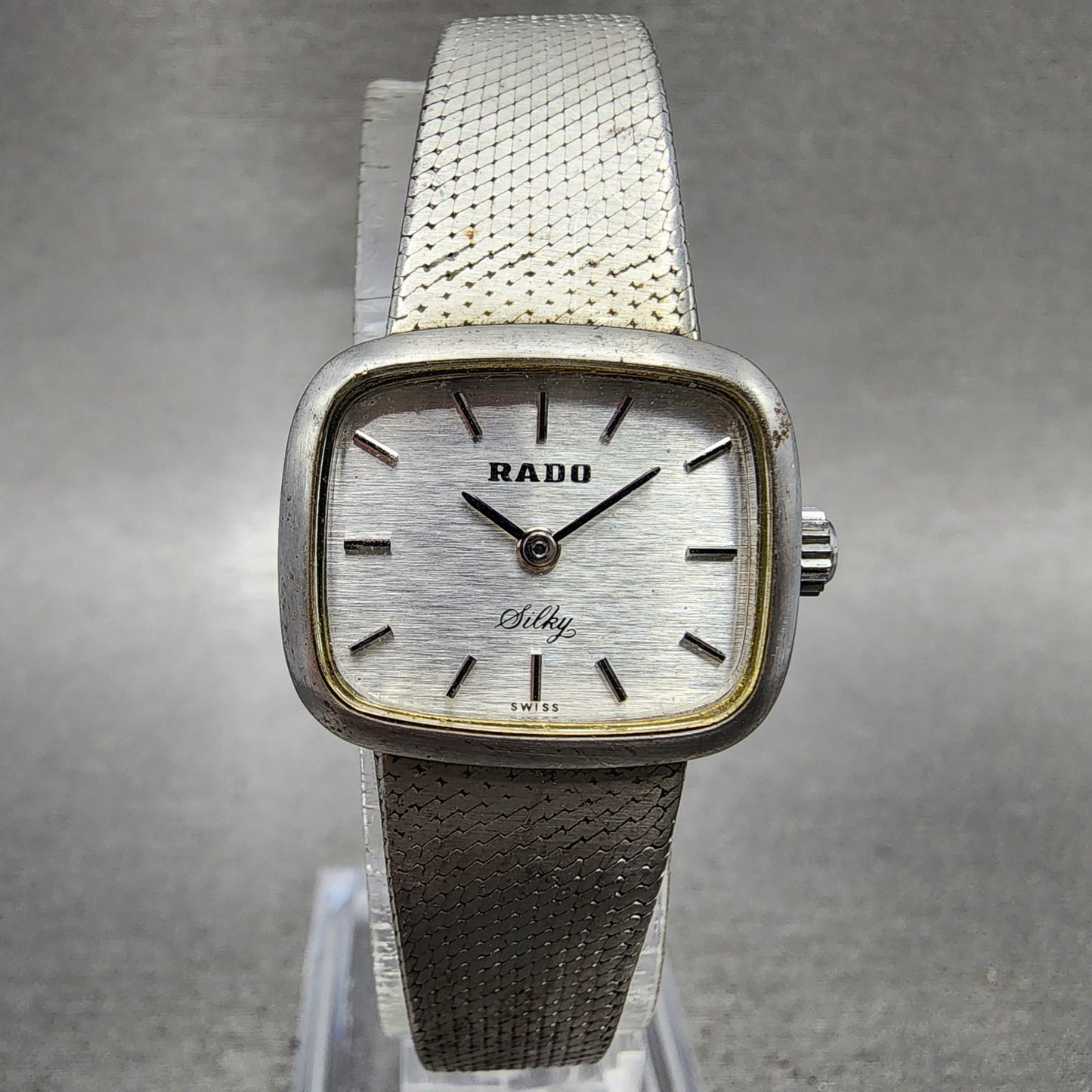 Rado Silky Watch Women 22mm Silver Dial Stainless Steel Rectangle Manual Wind0