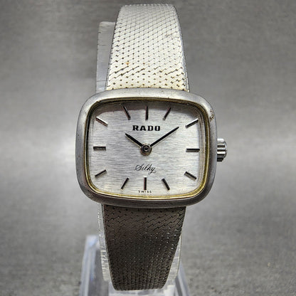 Rado Silky Watch Women 22mm Silver Dial Stainless Steel Rectangle Manual Wind0