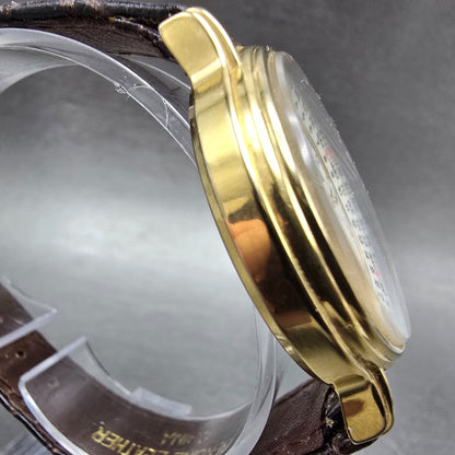 Timex Sun&Moon Watch Men 37mm White Dial Gold Tone Daydate Round New Battery3