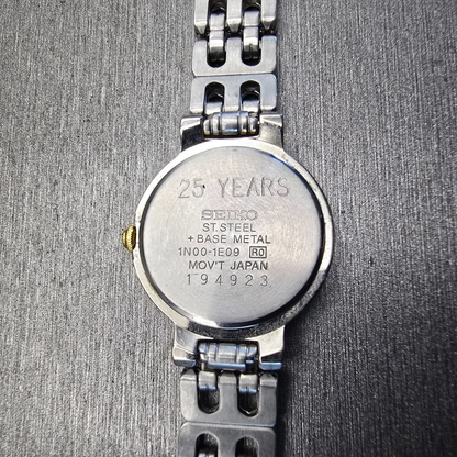 Seiko Watch Women 21mm White Dial Silver Tone Round 1N00-1E09 New Battery VTG10