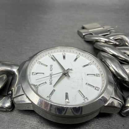 Michael Kors Elena Watch Women 35mm White Dial Silver Tone Round MK-4637 New Bat5