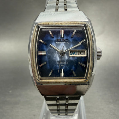 Seiko Automatic Watch Women 23mm Blue Dial Silver Tone Daydate 2206-3050 Runs0