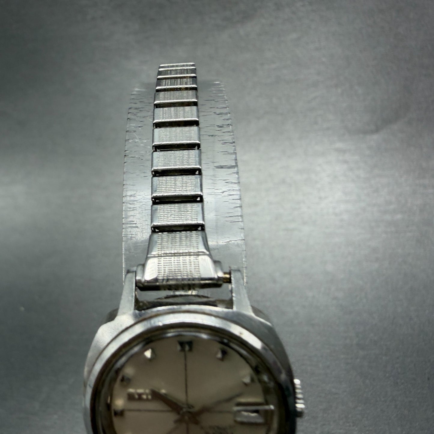 Seiko Automatic Watch Women 22mm Silver Dial Silver Tone Date 2517-0291 PARTS5