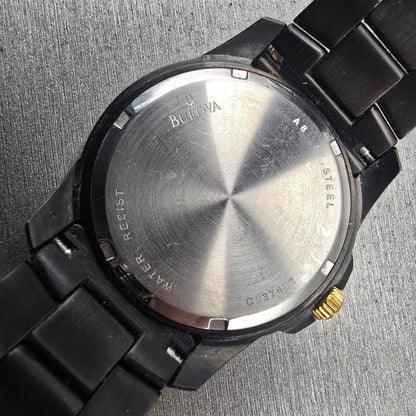 Bulova Marine Star Watch Men 42mm Black Dial Two Tone Daydate 98D0002 New Batt10