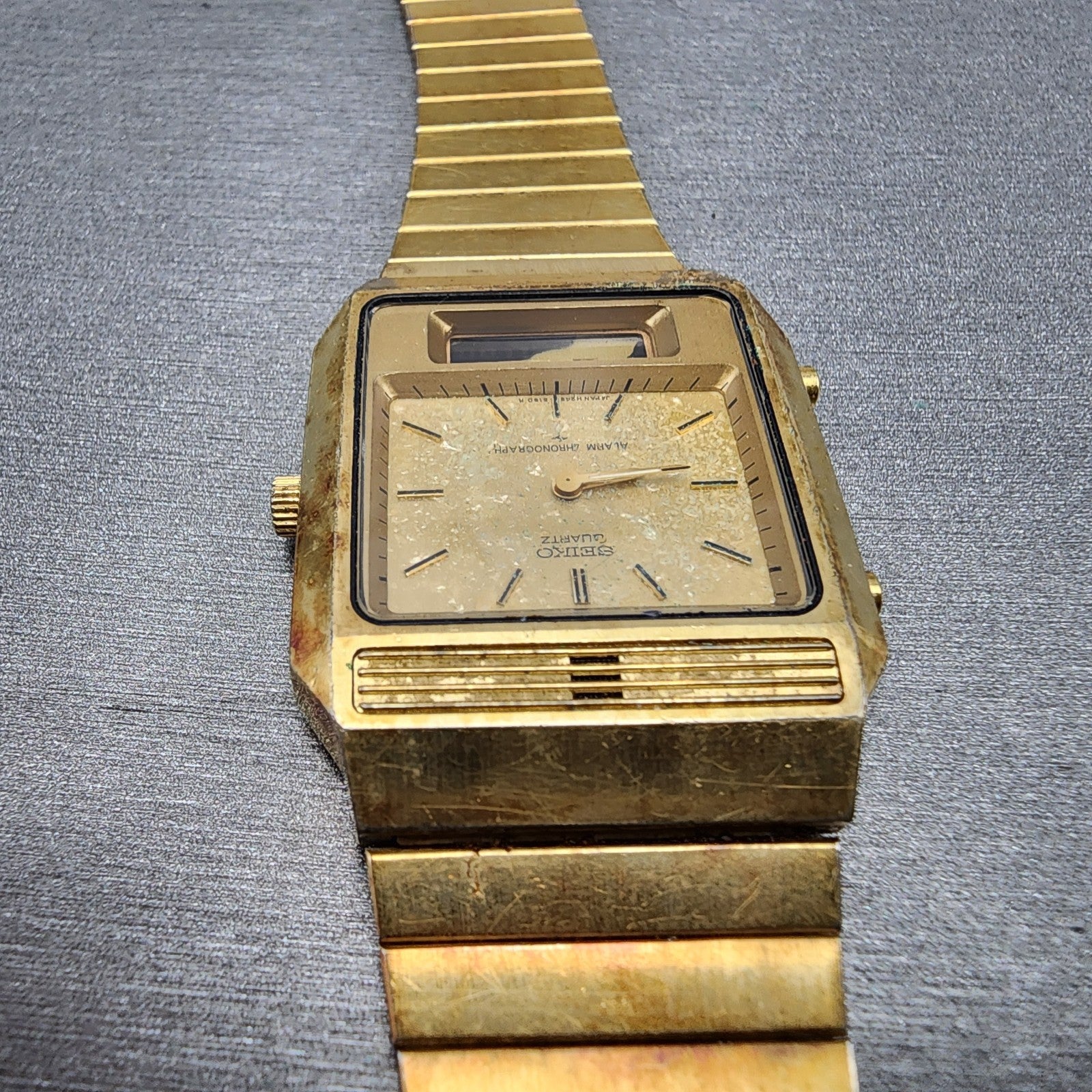 Seiko Analog Digital Watch Men 29mm Champagne Dial Gold Tone H2495149 PARTS5