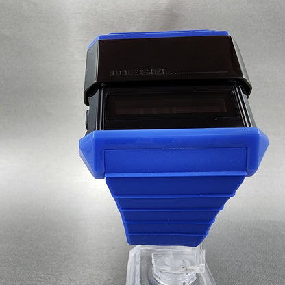 Diesel Digital Watch Men 48mm Digital Blue Tone Black Dial Rectangle New Battery