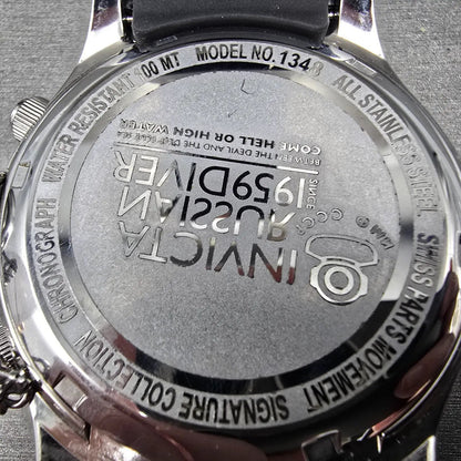 Invicta Russian Diver Chronograph Watch Men 51mm Black Dial Steel 1348 New Batt6