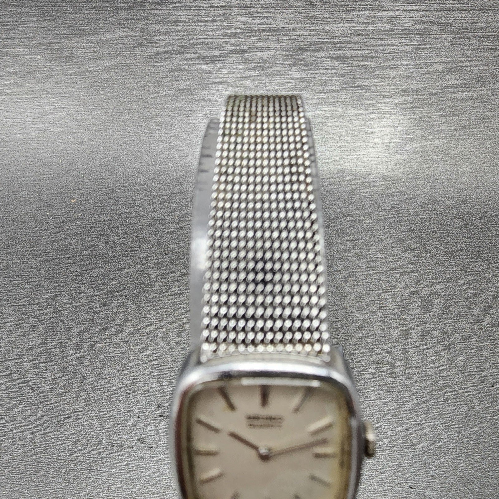 Seiko Tank Watch Women 19mm White Dial Silver Tone Rectangle 165259 New Batt4