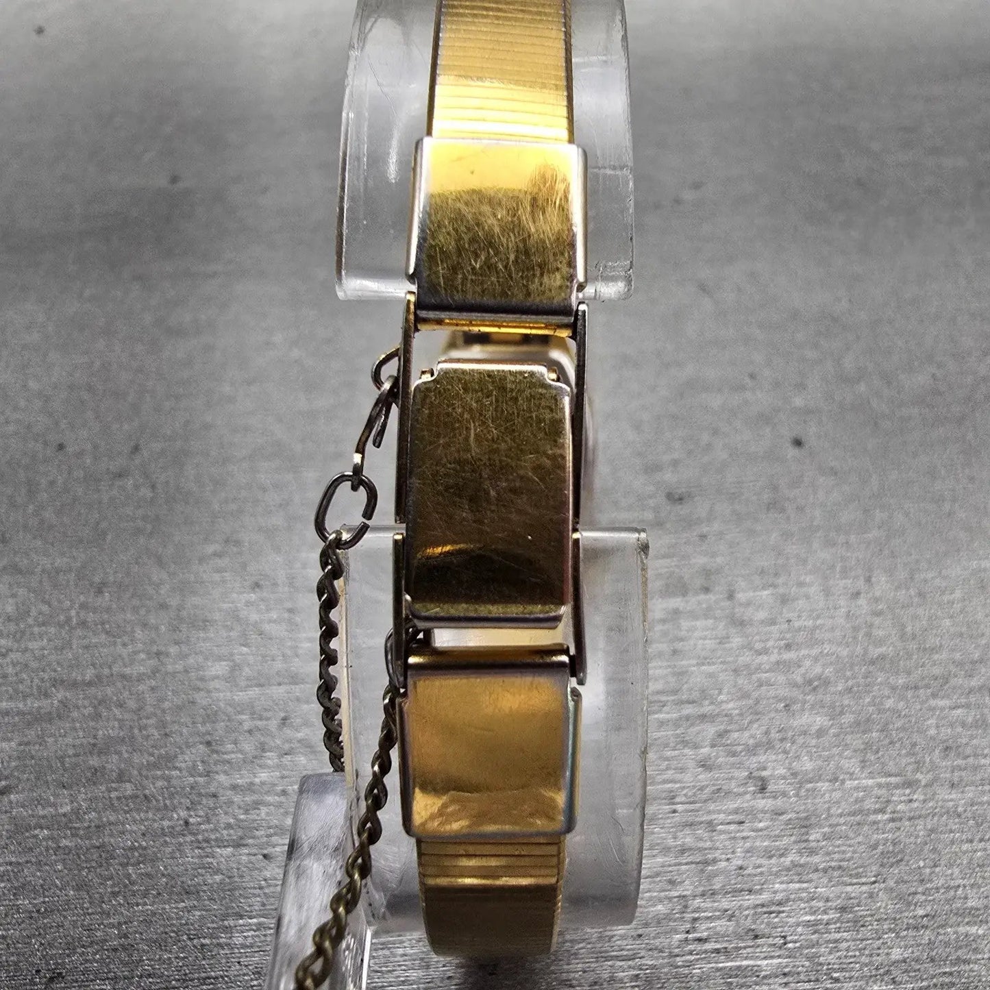 Seiko Watch Women 16mm Gold Dial Gold Tone Rectangle 2B20-5049 New Battery VTG7