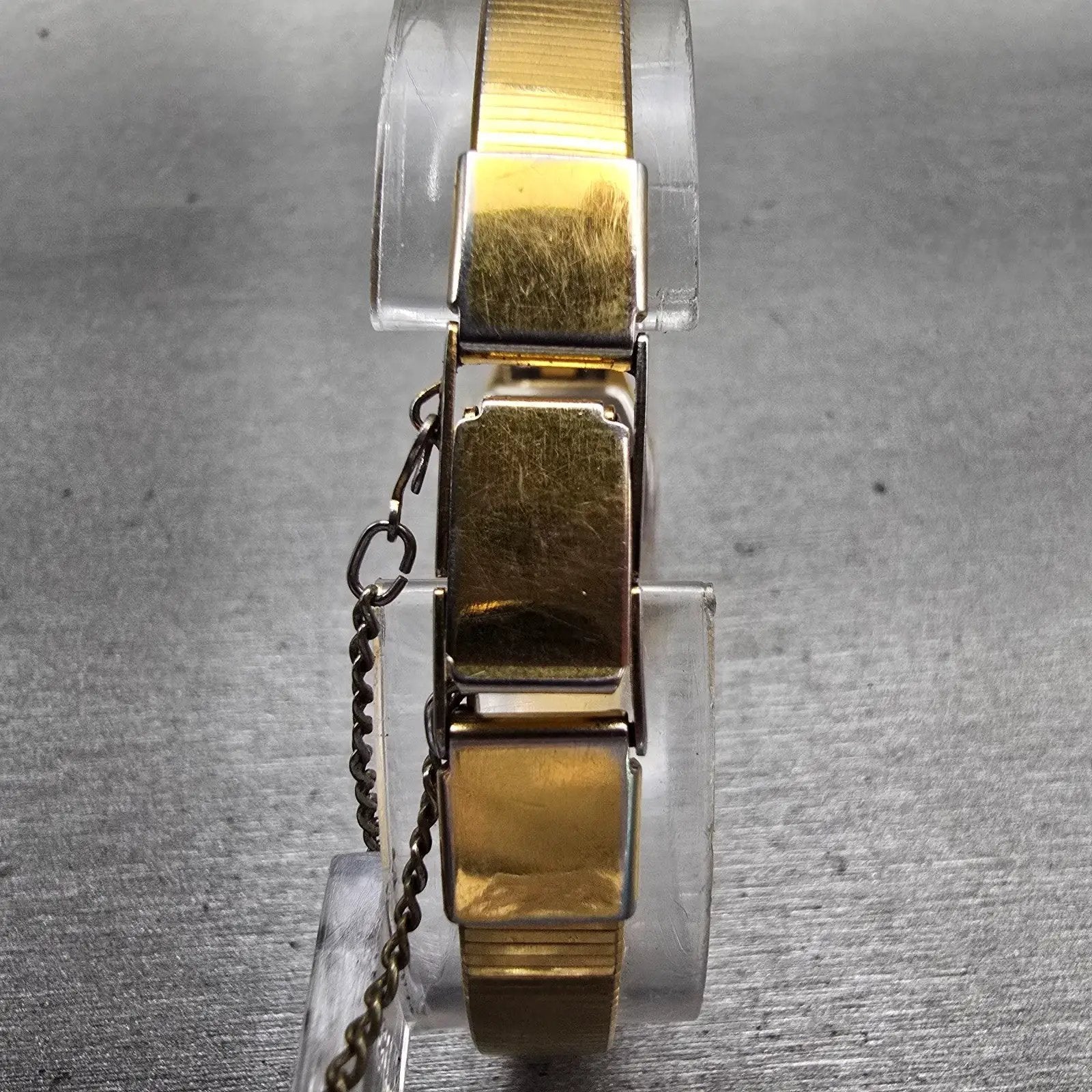 Seiko Watch Women 16mm Gold Dial Gold Tone Rectangle 2B20-5049 New Battery VTG7
