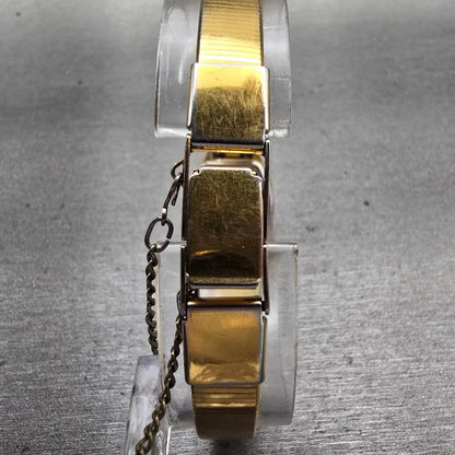 Seiko Watch Women 16mm Gold Dial Gold Tone Rectangle 2B20-5049 New Battery VTG7