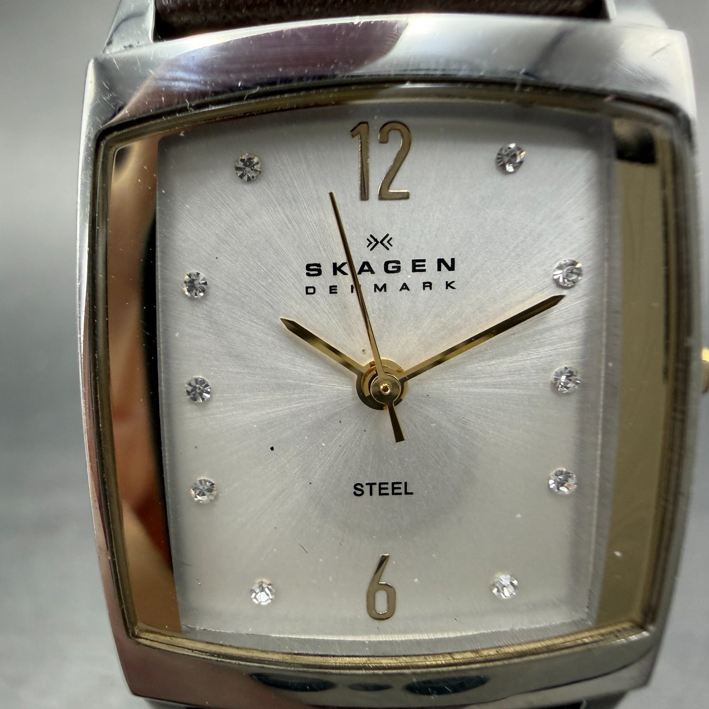 Skagen Tank Watch Women 24mm Silver Dial Steel Rectangle 691SSLG New Battery1