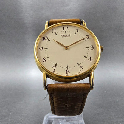 Seiko Watch Men 32mm Cream Dial Gold Tone Round 5Y30-7009 PARTS Vintage LPD6