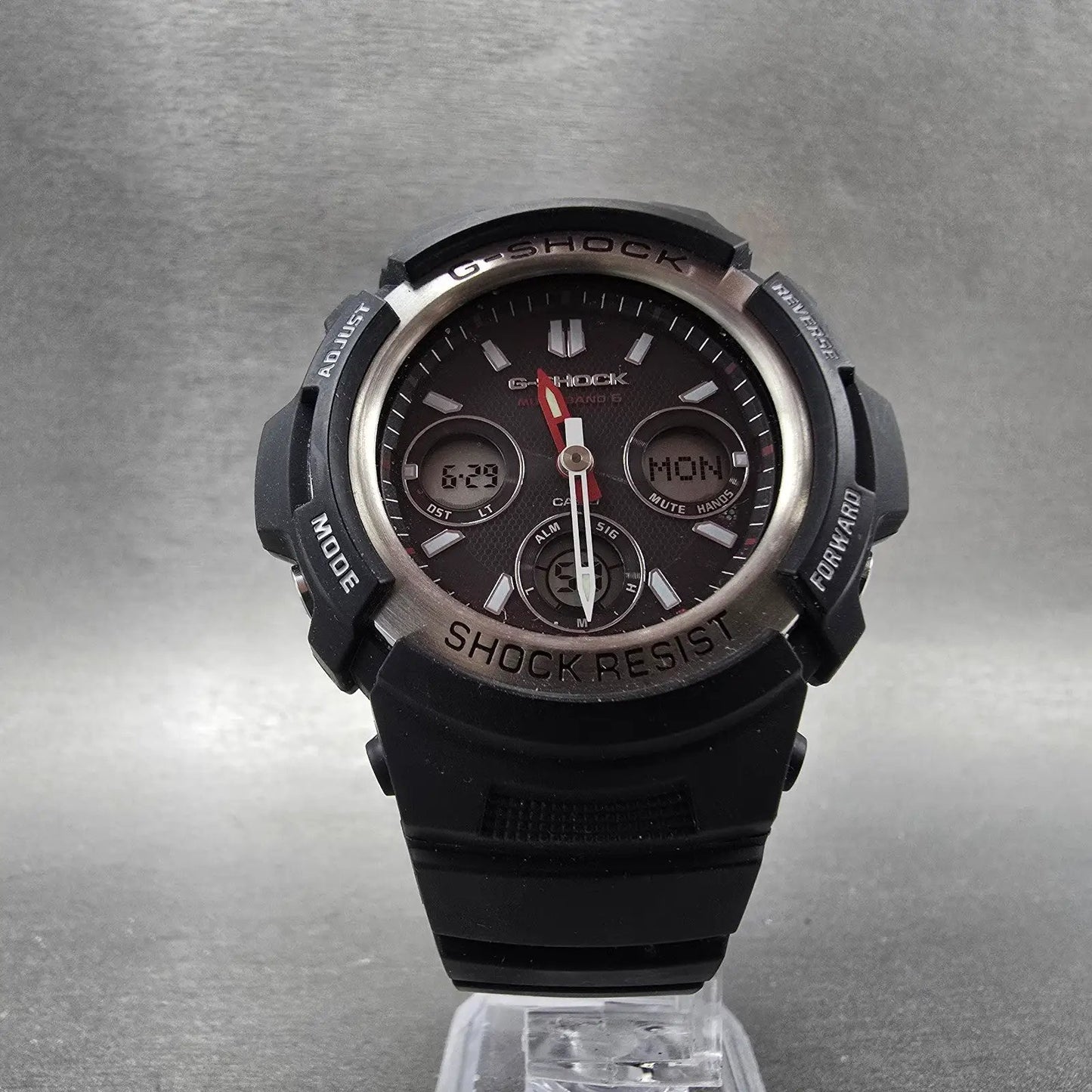 Casio G-Shock AWG-M100 Watch Men 47mm Black Silver Alarm Chrono Solar Works5