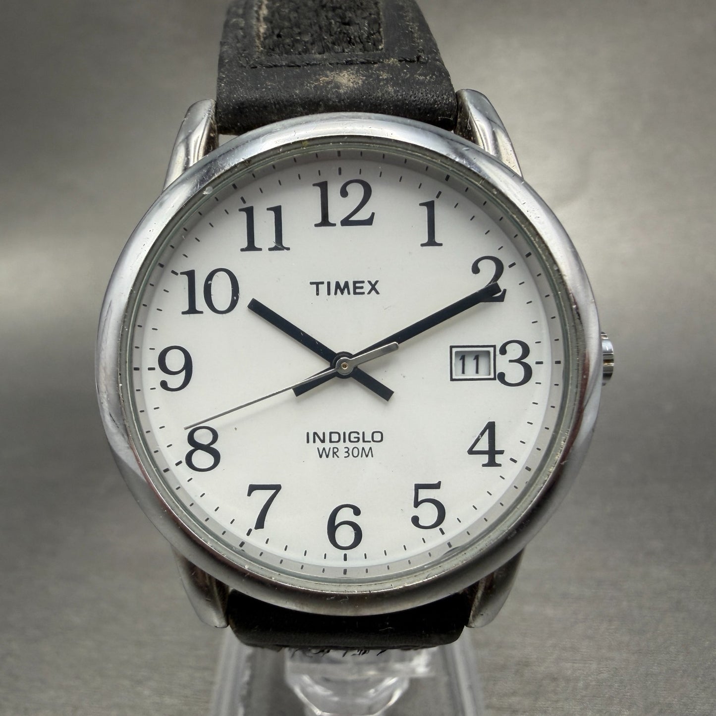 Timex Easy Reader Watch Men 35mm White Dial Silver Tone Round New Battery ABC0