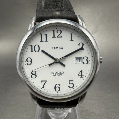 Timex Easy Reader Watch Men 35mm White Dial Silver Tone Round New Battery ABC0