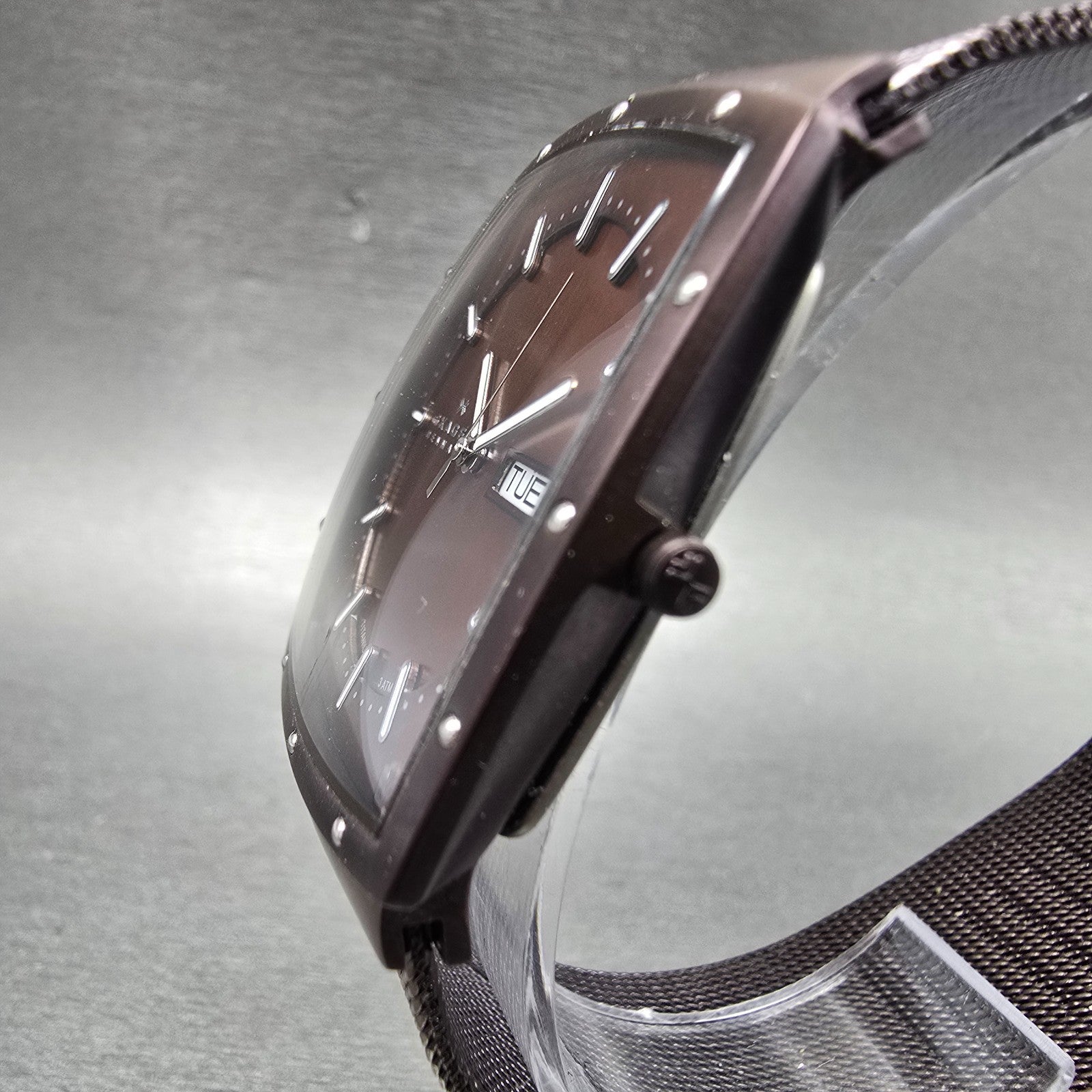 Skagen Watch Men 34mm Brown Dial Purple Tone Daydate Rectangle 396LTMD PARTS3