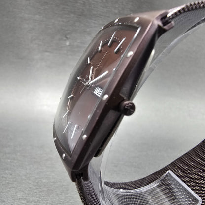 Skagen Watch Men 34mm Brown Dial Purple Tone Daydate Rectangle 396LTMD PARTS3