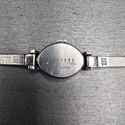 Seiko Solar Watch Women 14mm Silver Dial White Gold Plated Oval 10-8290 Manual10