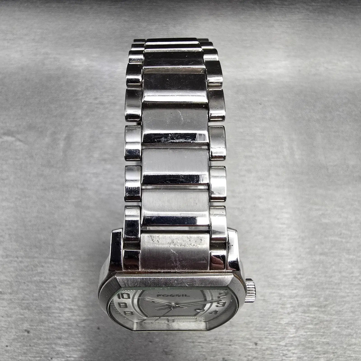 Fossil Arkitekt Watch Men 38mm Silver Dial Silver Tone Date FS-4380 New Battery4