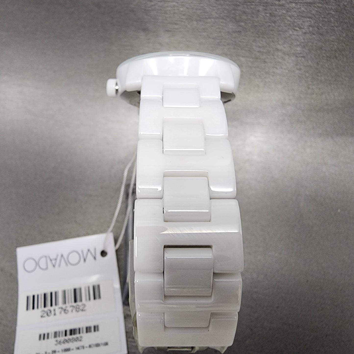 Movado Bold Watch Women 36mm White Dial White Ceramic Crystal Accent New Battery7