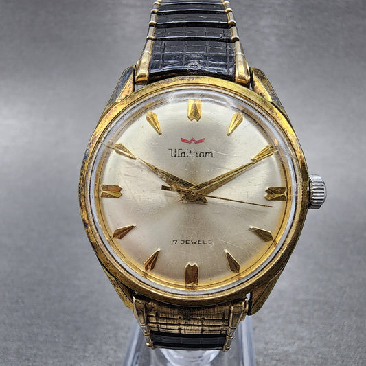 Waltham Watch Men 33mm Champange Dial Gold Tone Round Manual Wind Runs Cal WXO