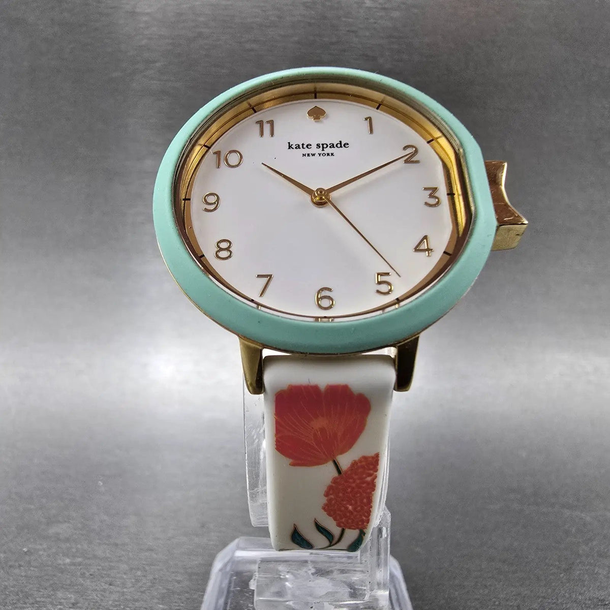 Kate Spade Watch Women 33mm White Dial Gold Case Round Floral Band New Battery5
