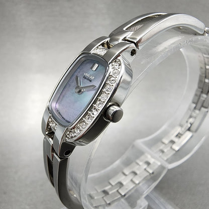 Citizen EcoDrive Watch Women 17mm MOP Dial Steel Rectangle Crystal Works3