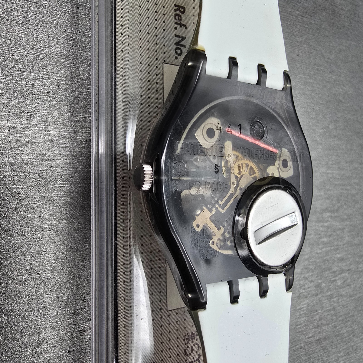 Swatch Le Poème Watch Men 34mm Silver Dial Black Case GM123 New Battery NOS12