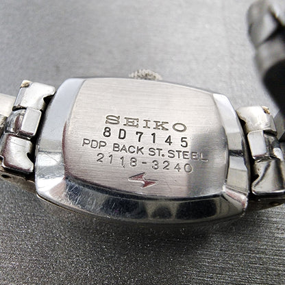 Seiko Chorus Tank Watch Women 17mm Silver Dial Silver Tone Rectangle Manual Runs8