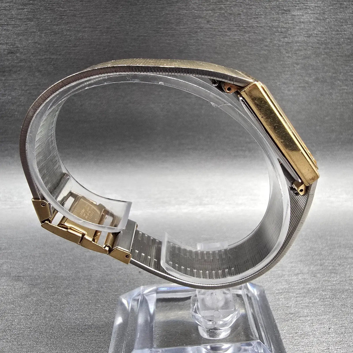 Seiko Tank Watch Men 24mm Black Dial Gold Tone Rectangle 5P32-5239 New Battery8