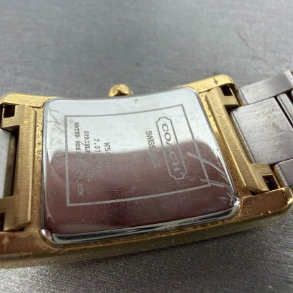Coach Tank Watch Men 25mm Silver Dial Gold Tone Date 7.073.492 New Battery9