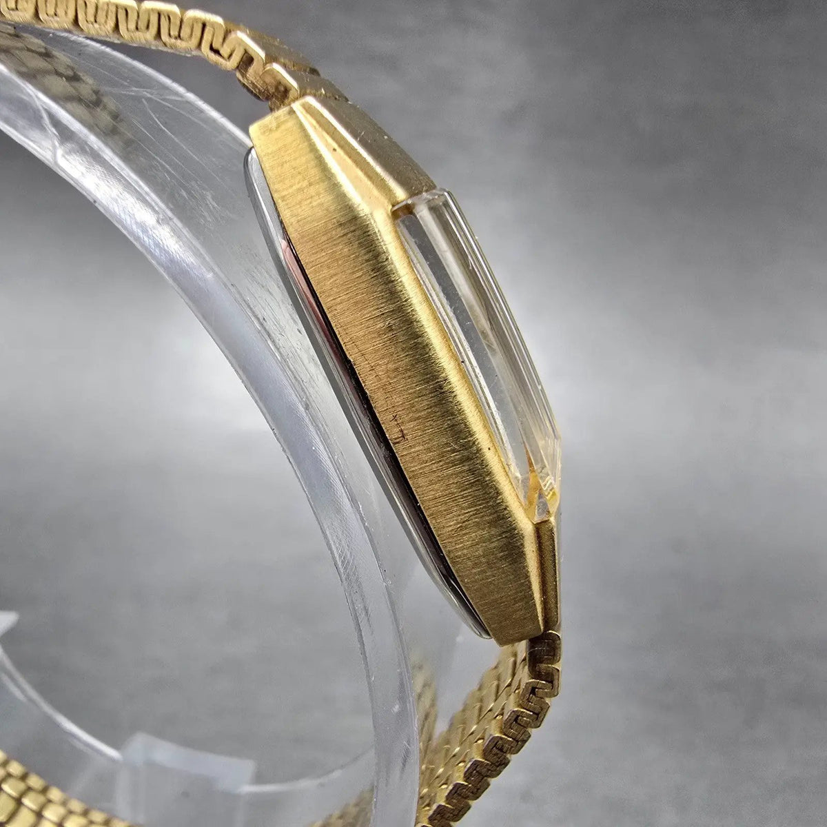 Jules Jurgensen Watch Women 11mm Gold Dial Gold Tone Rectangle New Battery VTG3