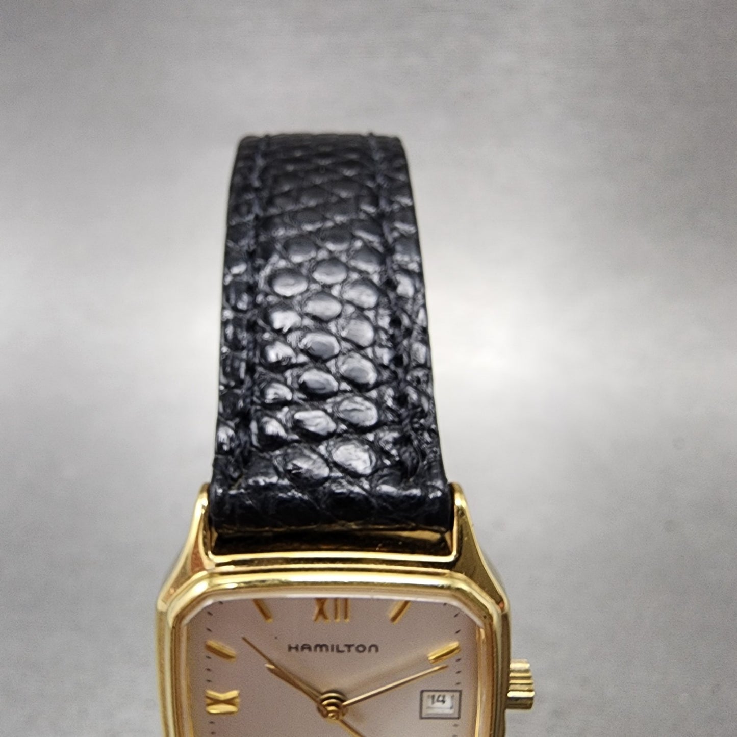 Hamilton Tank Watch Women 22mm Silver Dial Gold Tone Date Rectangle New Battery4