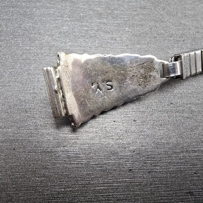 Navajo S.Y. Silver Watch Band Tips 11mm Turquoise Leaves Design Vintage8