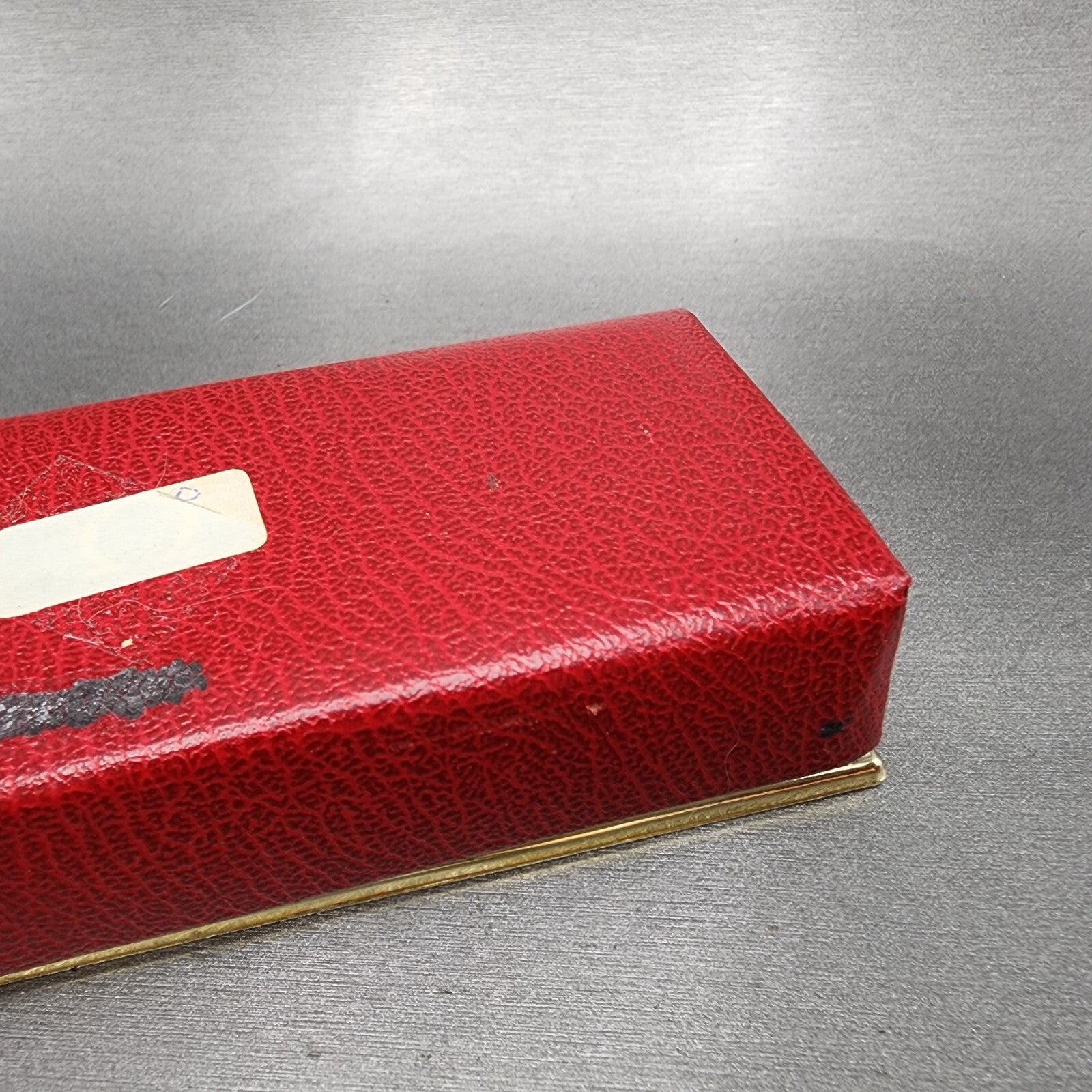 Omega Watch Box Red Leather Finish Coffin Swiss Made Vintage 1960s5