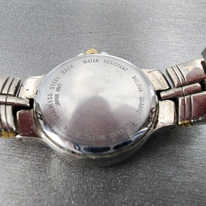 Bulova Watch Women 24mm MOP Dial Two Tone Round Bracelet 98L56 New Battery9