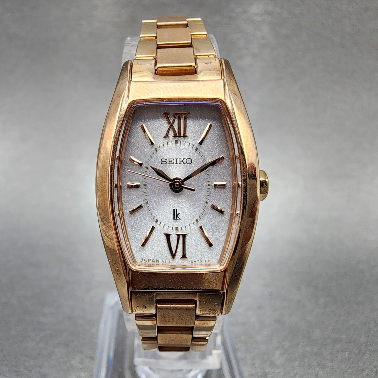 Seiko Solar Lukia Watch Women 20mm White Dial Rose Gold Tone V1170dl0 Runs0