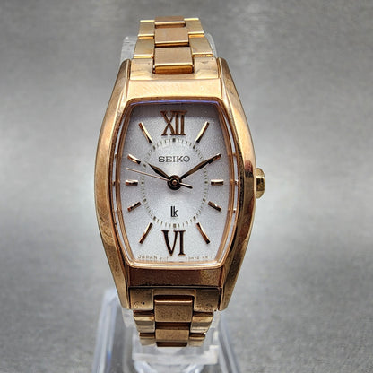 Seiko Solar Lukia Watch Women 20mm White Dial Rose Gold Tone V1170dl0 Runs0