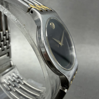 Movado Esperanza Watch Women 23mm Black Dial Two Tone Round 84A11821 New Batt A13