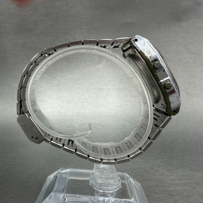 Casio A163W Watch Men 33mm Digital Silver Tone Alarm Chrono Octagon New batt VTG8