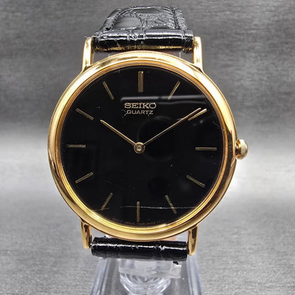 Seiko Watch Men 34mm Black Dial Gold Tone Round 7N00-8A00 New Battery Vintage0