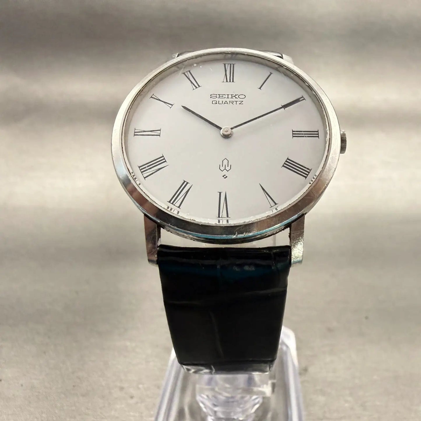 Seiko Watch Men 34mm White Dial Silver Tone Round 4130-9000 Vintage New Battery5