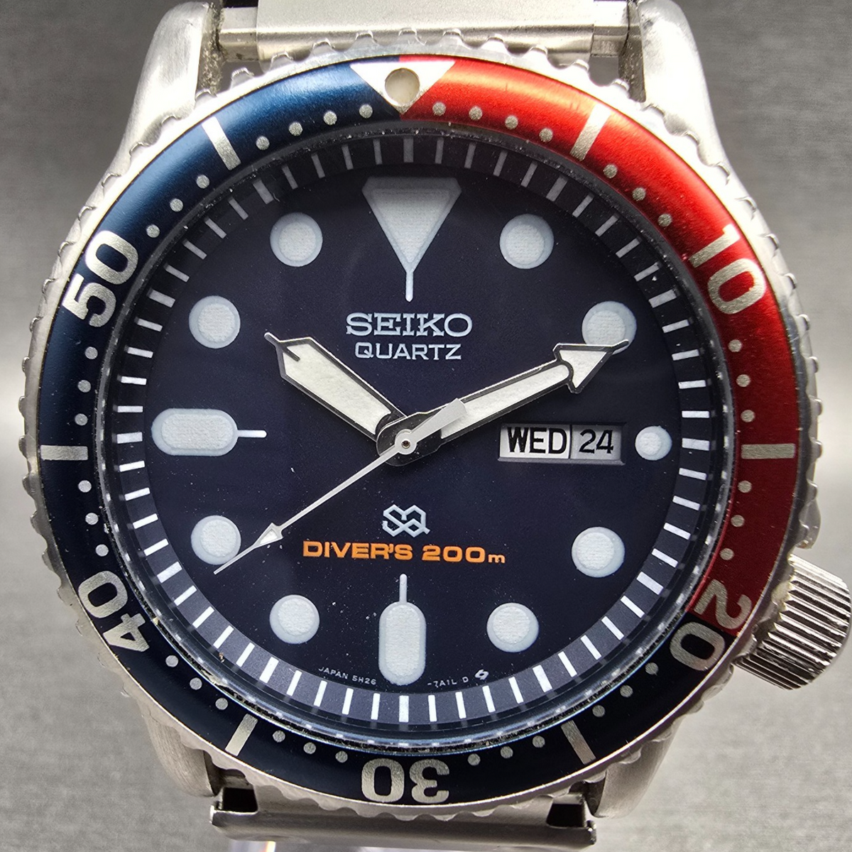 Seiko Dive Watch Men 42mm Blue Dial Steel Pepsi SQ Daydate 5H26-7A19 New Battery1